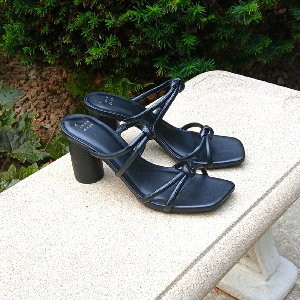 Women's Romy Knotted Heels - A New Day Black Elegant Strappy Heels Sz 9 NWOT